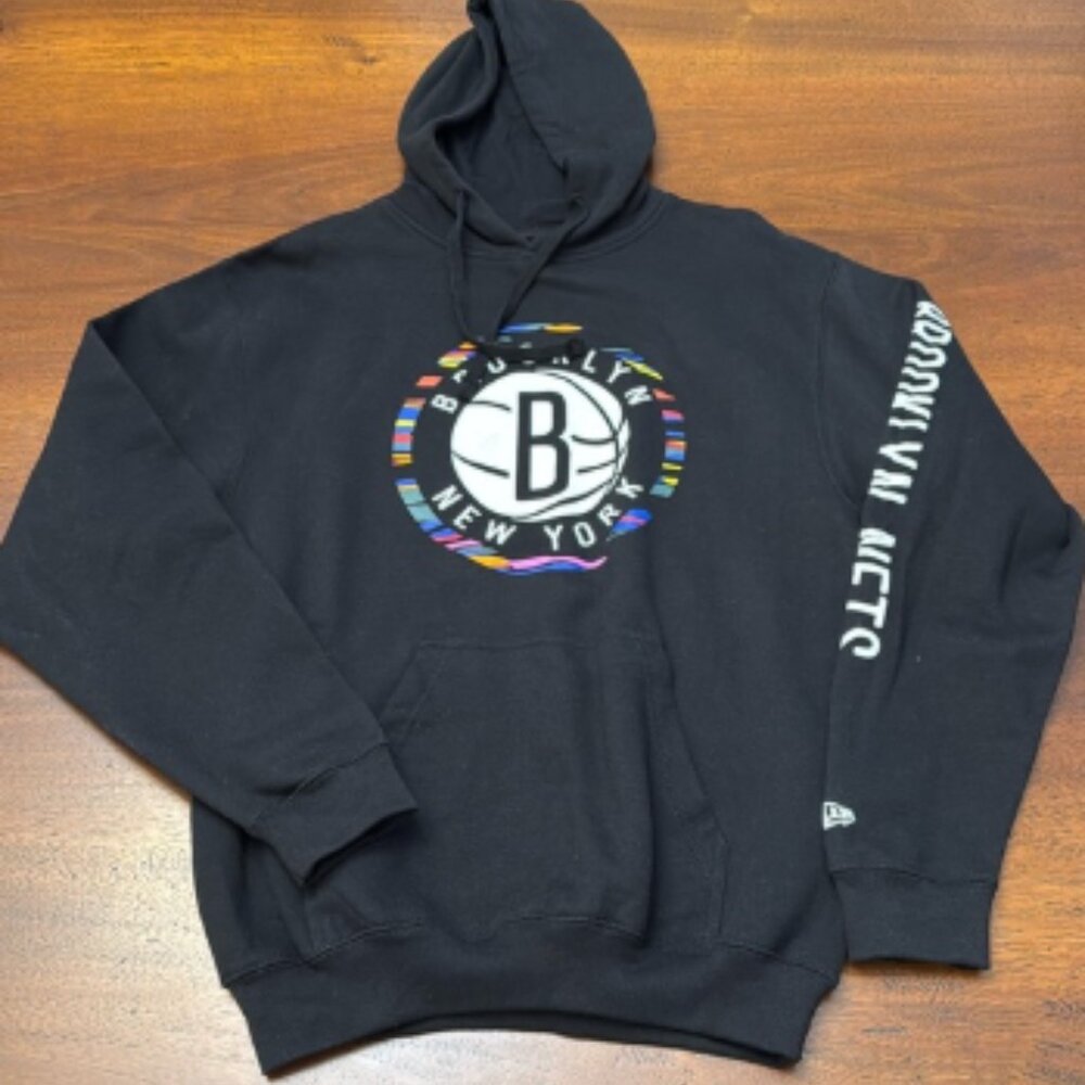 Brooklyn Nets New York NBA Black Hoodie Medium Mens Hoodie Basketball New Era
